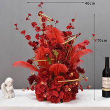 Load image into Gallery viewer, 100 Red Ostrich feathers for wedding centerpiece