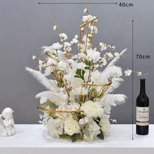 Load image into Gallery viewer, 50 Purple & 50 Yellow Ostrich feathers for wedding centerpiece