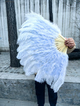 Load image into Gallery viewer, One Fan 20x36inch Large Feather Fan Baby Blue Ostrich Feather Fan Burlesque Dance Bridal Bouquet