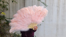 Load image into Gallery viewer, One Fan 20x36inch Large Blush Pink/Champagne Ostrich Feather Fan Burlesque Dance Bridal Bouquet
