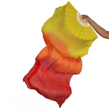 Load image into Gallery viewer, Fiery red and yellow silk fan veil, lightweight and durable for dramatic worship or stage dance.