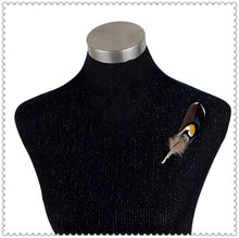 Load image into Gallery viewer, Handcrafted Vintage Feather Lapel Pin & Hat Brooch | Classic Pheasant Feather Boutonniere for Suit & Tuxedo