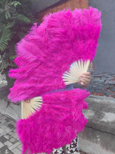 Load image into Gallery viewer, hot pink ostrich feather fan for burlesque dance