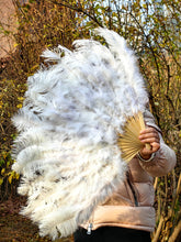 Load image into Gallery viewer, 20X36inch Large White Ostrich Feather Fan Burlesque Dance feather fan Bridal Bouquet