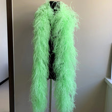 Load image into Gallery viewer, Sophisticated neon green ostrich feather boa, perfect bridal accessory and wedding guest wrap.