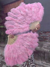 Load image into Gallery viewer, Baby Pink Ostrich Feather Fan for weddings, photoshoots and events