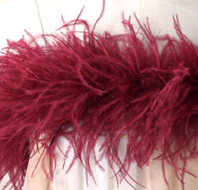 Load image into Gallery viewer, Premium burgandy ostrich feather boa, 2 yards long, multi-ply for maximum volume and soft texture.