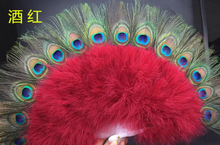 Load image into Gallery viewer, One Fan Large Feather Fan Pheasant Grey Peacock feather fan Ostrich Feather Fan Burlesque Dance Bridal Bouquet