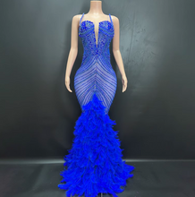 Load image into Gallery viewer, Dancefeathers Burlesque Party Strapless Rhinestone Feather Maxi Dress Skirt