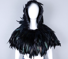 Load image into Gallery viewer, Dancefeathers Halloween Victorian Cosplay Goth Feather Body Harness feather shawl cape