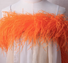 Load image into Gallery viewer, Burlesque Dance Feather Wrap 4ply ostrich feather Boa Shawl Chand 2yards Ivory Champagne Nude Blush