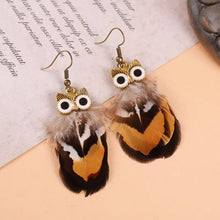 Load image into Gallery viewer, Handmade Long Vintage Feather Earrings — Boho Statement Dangles