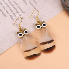 Load image into Gallery viewer, Handmade Long Vintage Feather Earrings — Boho Statement Dangles