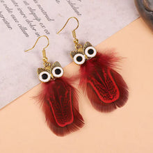 Load image into Gallery viewer, Handmade Long Vintage Feather Earrings — Boho Statement Dangles
