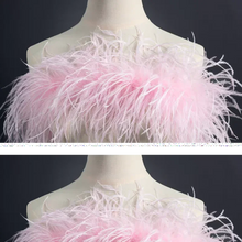 Load image into Gallery viewer, Luxurious soft pink ostrich feather boa, 6-ply thickness, perfect for evening wear and party costumes.