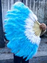 Load image into Gallery viewer, White Christmas Sisters ostrich feather fan for burlesque