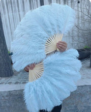 Load image into Gallery viewer, Baby blue ostrich feather fan, light and fresh-toned fluffy fan for performances, photoshoots and events