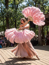 Load image into Gallery viewer, Baby pink ostrich feather fan for burlesque dance and vintage stage performance