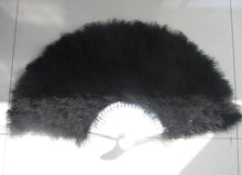 Load image into Gallery viewer, large black feather fan for burlesque dance