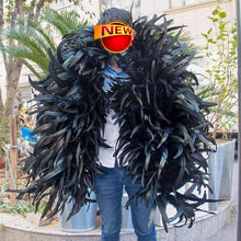 Load image into Gallery viewer, Black Fluffy Ostrich Feather Oversized Shawl for Stage Dance Costume