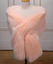 Load image into Gallery viewer, Blush pink faux fur wrap, romantic stole for weddings, bridal showers and special occasions