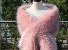 Load image into Gallery viewer, Blush pink faux fur wrap, romantic stole for weddings, bridal showers and special occasions