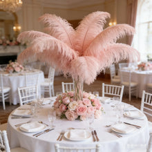 Load image into Gallery viewer, Blush pink ostrich feather centerpiece, soft table decor for weddings, bridal brunches and pastel-themed parties
