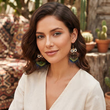 Load image into Gallery viewer, Bohemian style feather earrings for women and festival fashion