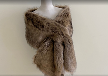 Load image into Gallery viewer, Brown faux fur wrap stole, rich and cozy stole for weddings, evening wear and formal occasions