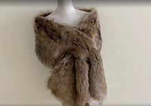 Load image into Gallery viewer, Brown faux fur wrap stole, rich and cozy stole for weddings, evening wear and formal occasions