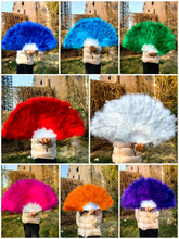 Load image into Gallery viewer, 20x36inch Large Black Ostrich Feather Fan Burlesque Dance feather fan Bridal Bouquet