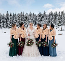 Load image into Gallery viewer, Champagne faux fur wrap elegant shawl for bridesmaids