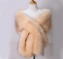 Load image into Gallery viewer, Champagne faux fur wrap, luxurious stole for weddings, evening gowns and formal events