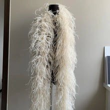 Load image into Gallery viewer, Natural looking cream beige ostrich feather boa, soft texture for clothing trim.