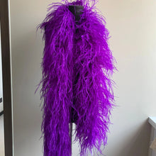 Load image into Gallery viewer, Rich deep purple ostrich feather boa, professional grade feather accessory for burlesque and stage.