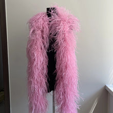 Load image into Gallery viewer, Muted dusky rose pink ostrich feather boa, vintage style feather scarf for accessories.