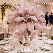Load image into Gallery viewer, Dusty pink ostrich feather centerpiece, elegant table decor for weddings, bridal showers and romantic events