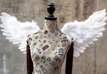Load image into Gallery viewer, Elegant white feather angel wings, delicate costume accessory for bridal events and special occasions