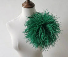 Load image into Gallery viewer, Emerald green ostrich feather boutonniere, elegant lapel pin for weddings, formal events and holiday parties