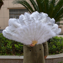 Load image into Gallery viewer, One Fan 20x36inch Large Feather Fan Grey Ostrich Feather Fan Burlesque Dance Bridal Bouquet