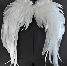 Load image into Gallery viewer, Fluffy white feather angel wings, soft costume prop for bridal photos, festivals and cosplay