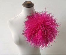 Load image into Gallery viewer, Hot pink ostrich feather boutonniere, bold lapel pin for weddings, parties and statement formal outfits