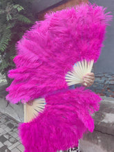 Load image into Gallery viewer, hot pink_ostrich_feather_fan for burlesque dance