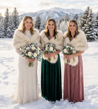 Load image into Gallery viewer, Women’s Luxury Faux Fur Wrap Stole for Bridal Wedding Party Grey