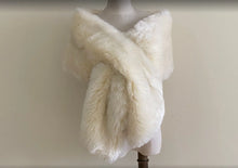 Load image into Gallery viewer, Ivory faux fur wrap stole, elegant and soft shrug for weddings, evening gowns and formal events