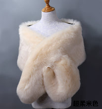 Load image into Gallery viewer, Ivory faux fur wrap, soft and elegant stole for weddings, bridal events and formal evenings