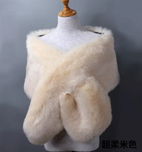 Load image into Gallery viewer, Ivory faux fur wrap, soft and elegant stole for weddings, bridal events and formal evenings