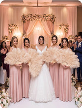 Load image into Gallery viewer,
Ivory ostrich feather fans for burlesque dance and vintage stage performance