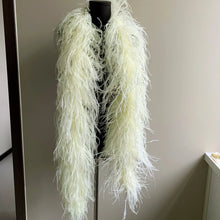 Load image into Gallery viewer, Soft ivory white ostrich feather boa, elegant bridal accessory for wedding dress.