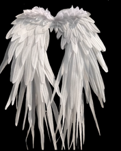 Load image into Gallery viewer, Large white feather angel wings, costume prop for photoshoots, weddings and Halloween